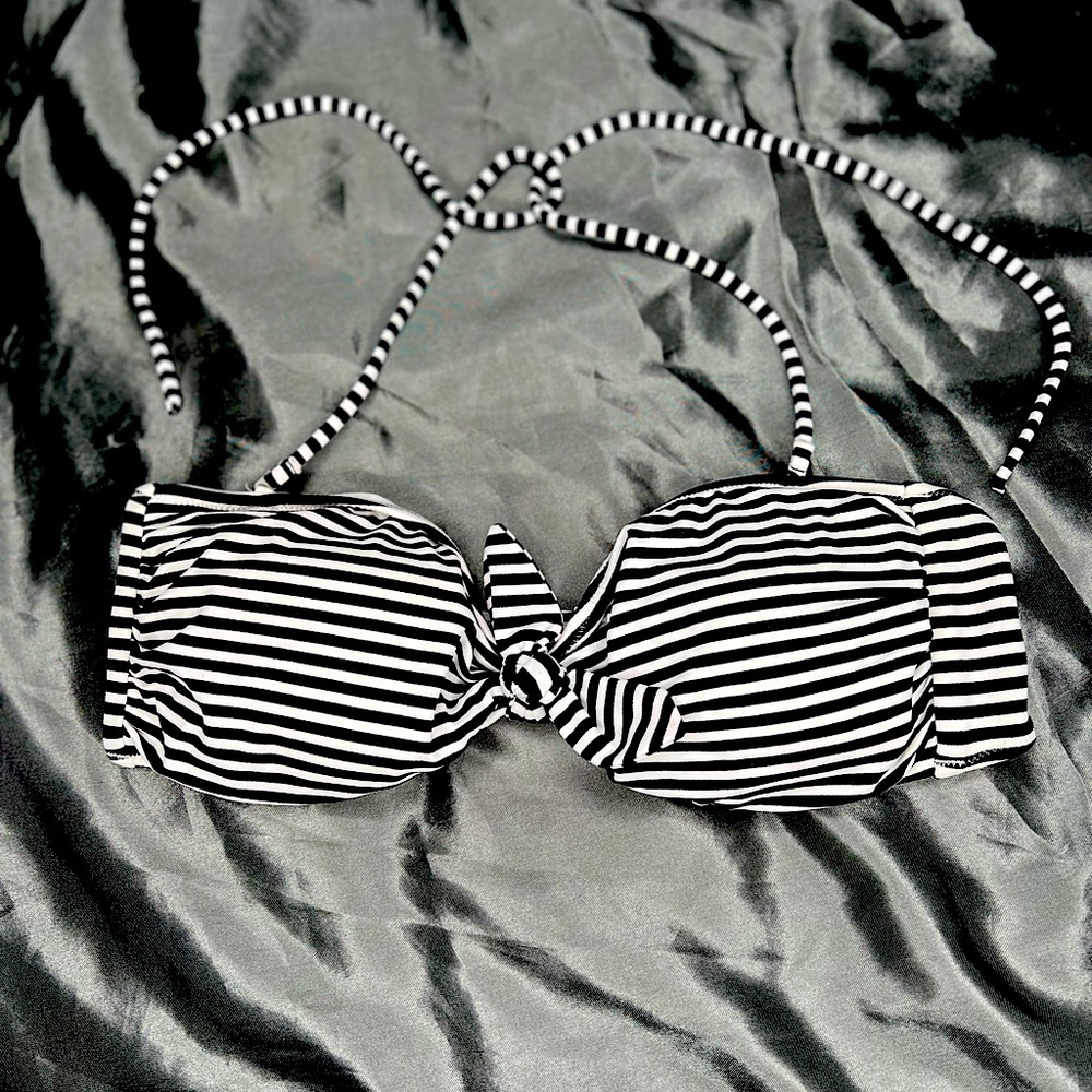 Black & White Striped Victoria Secret Bikini Top